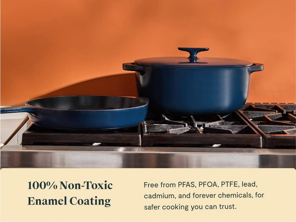 8.5 qt Enameled Cast Iron Oval Dutch Oven - Durable, Spacious Pot With Excellent Heat Retention - US 1086