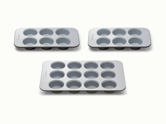 Muffin Pan Trio - 12-Cup &amp; 6-Cup Non-Stick Ceramic Muffin Pans - US 9720