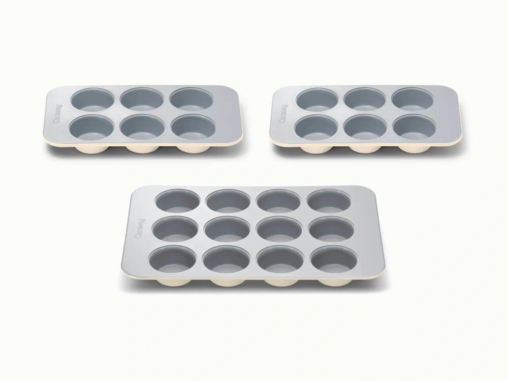Muffin Pan Trio - 12-Cup &amp; 6-Cup Non-Stick Ceramic Muffin Pans - US 5805
