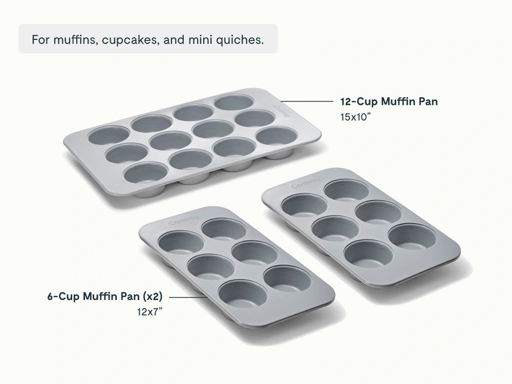 Muffin Pan Trio - 12-Cup &amp; 6-Cup Non-Stick Ceramic Muffin Pans - US 2131