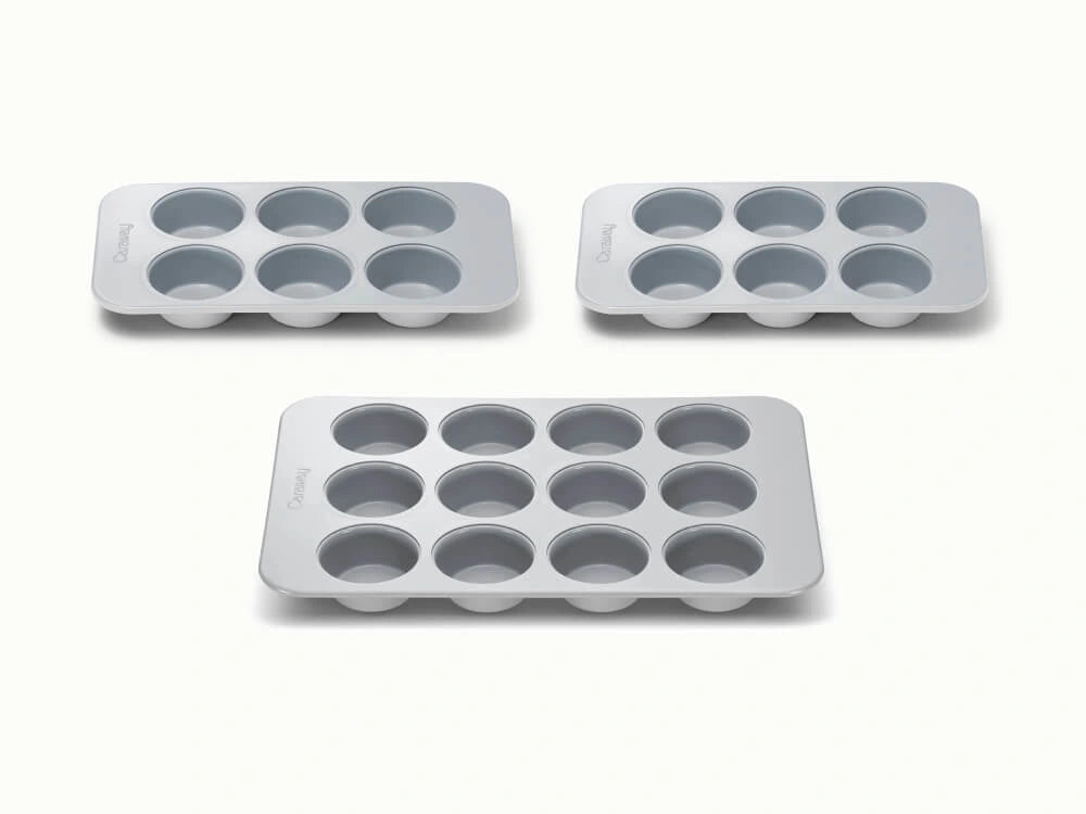 Muffin Pan Trio - 12-Cup &amp; 6-Cup Non-Stick Ceramic Muffin Pans - US 2131
