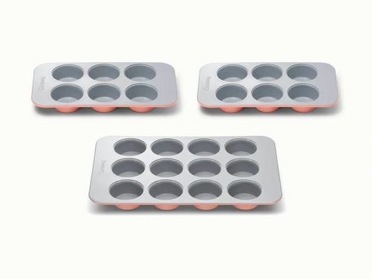 Muffin Pan Trio - 12-Cup &amp; 6-Cup Non-Stick Ceramic Muffin Pans - US 2416