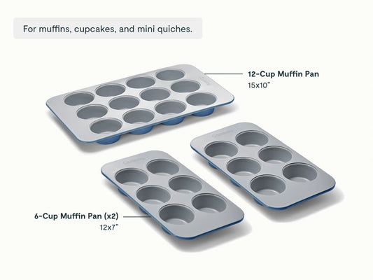 Muffin Pan Trio - 12-Cup &amp; 6-Cup Non-Stick Ceramic Muffin Pans - US 3477
