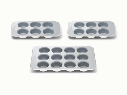 Muffin Pan Trio - 12-Cup &amp; 6-Cup Non-Stick Ceramic Muffin Pans - US 0384