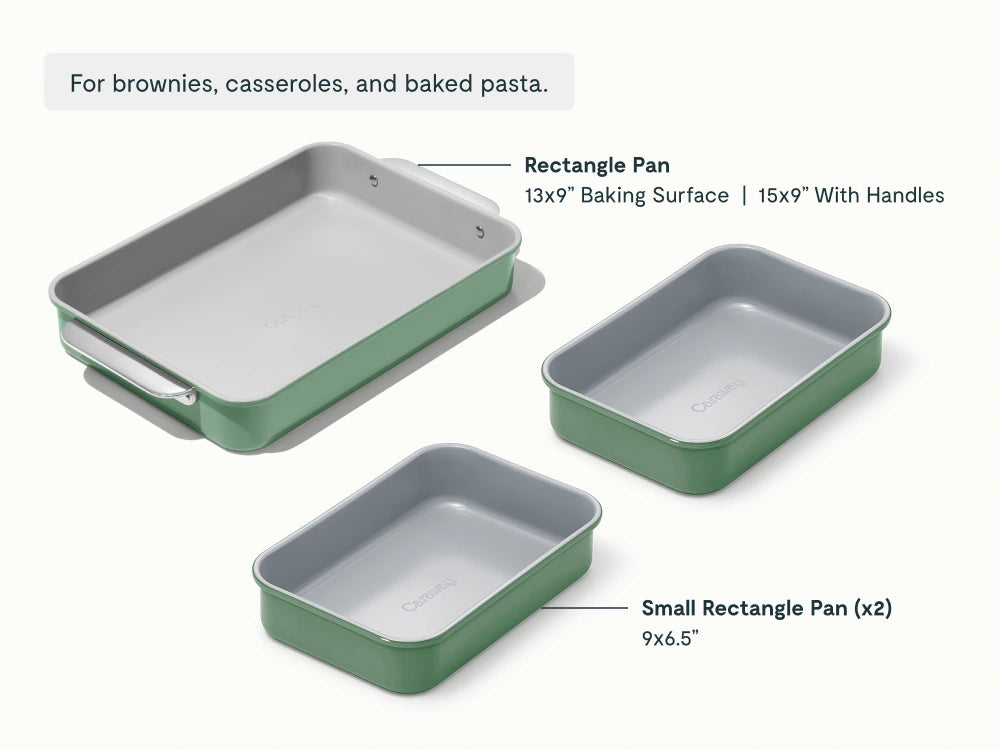 Rectangle Pan Trio - 13x9" &amp; 9x6.5" Non-Stick Ceramic Baking Pans - US 9048