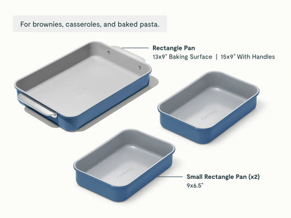 Rectangle Pan Trio - 13x9" &amp; 9x6.5" Non-Stick Ceramic Baking Pans - US 4474