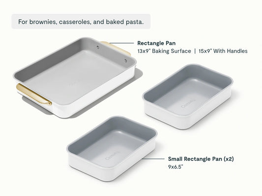 Rectangle Pan Trio - 13x9" &amp; 9x6.5" Non-Stick Ceramic Baking Pans - US 4014