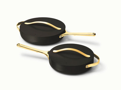 Sauté Pan Duo - 4-Piece Set of Non-Stick Ceramic Pans With Lids - US 7705
