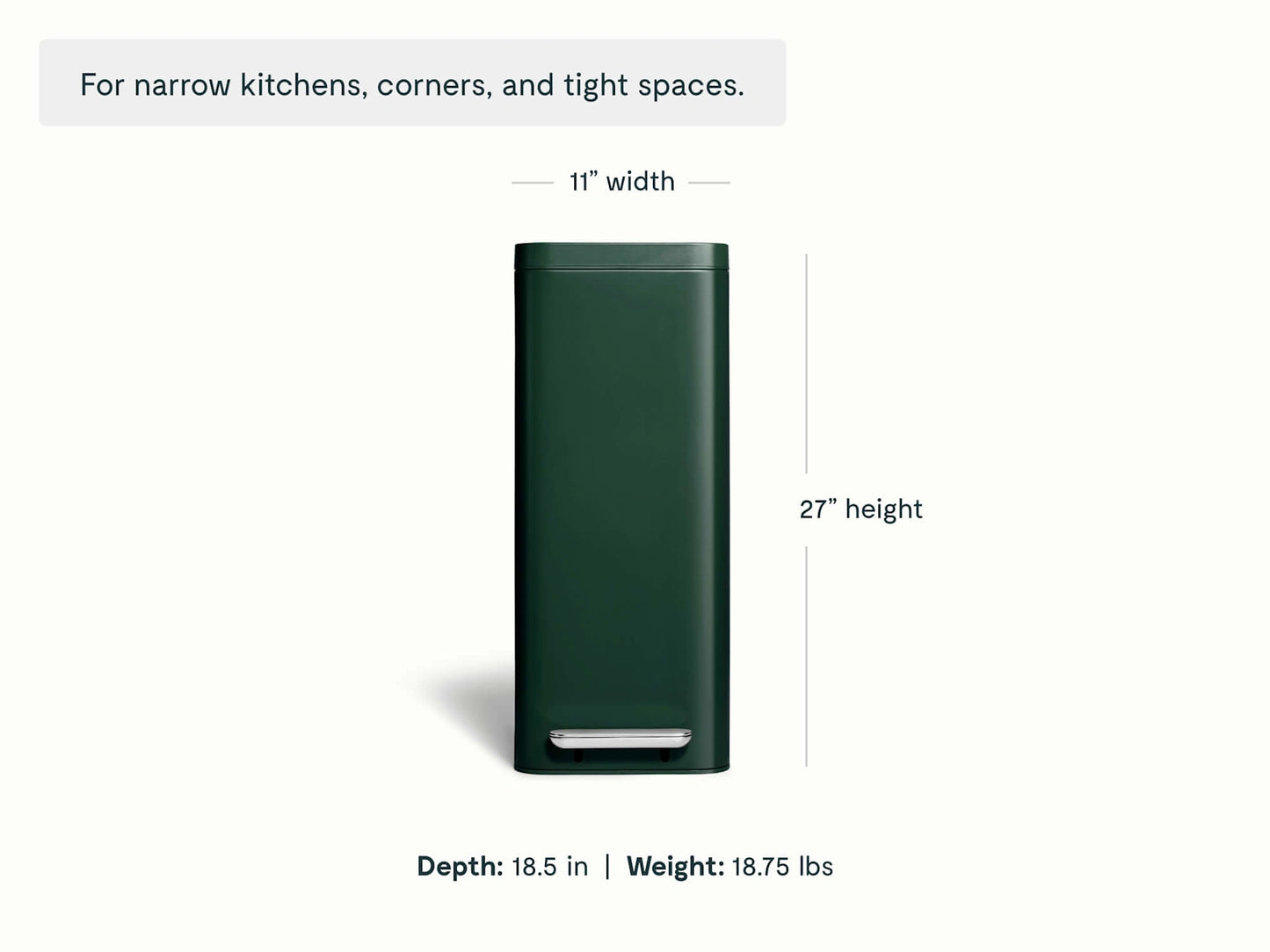 45L Slim Step Trash Can - Display-Worthy Trash Bin With Narrow Profile - US 3011