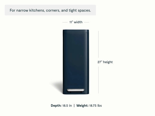 45L Slim Step Trash Can - Display-Worthy Trash Bin With Narrow Profile - US 8238