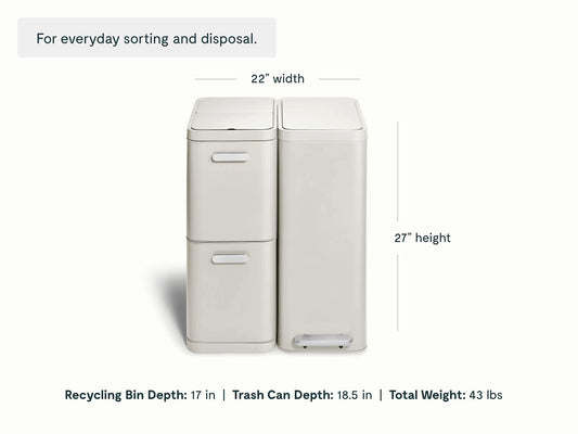 Trash &amp; Recycling Duo (Slim) - A Cohesive System for Clean Sorting &amp; Disposal - US 8144