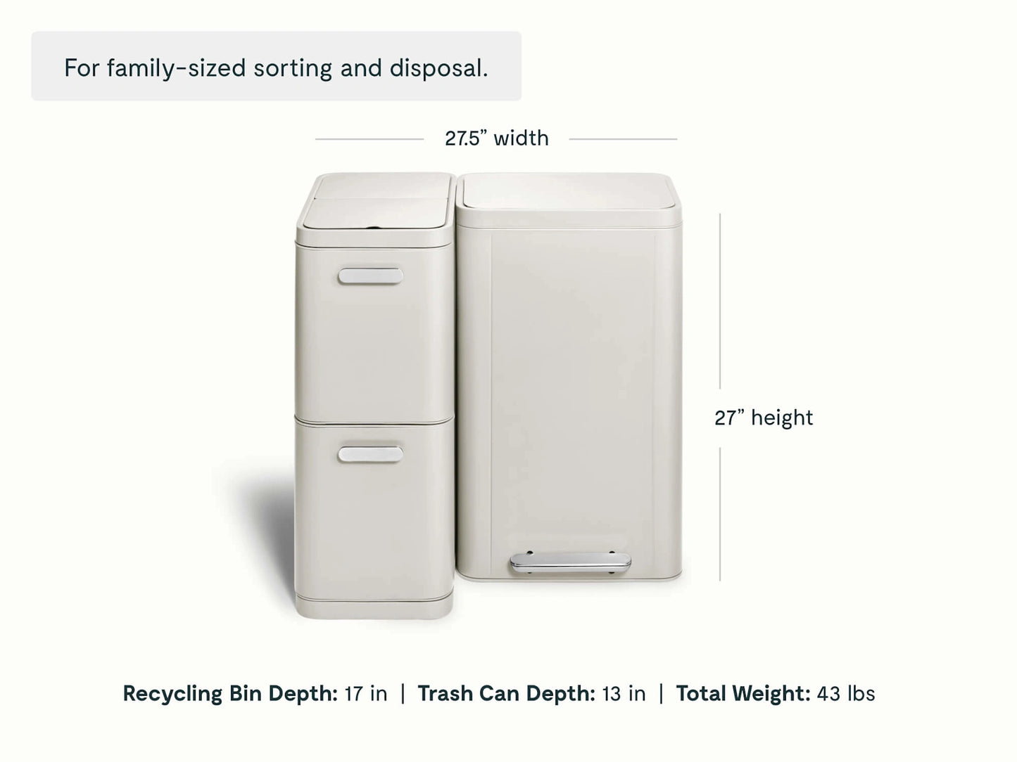 Trash &amp; Recycling Duo (Rectangular) - A Cohesive System for Clean Sorting &amp; Disposal - US 6912